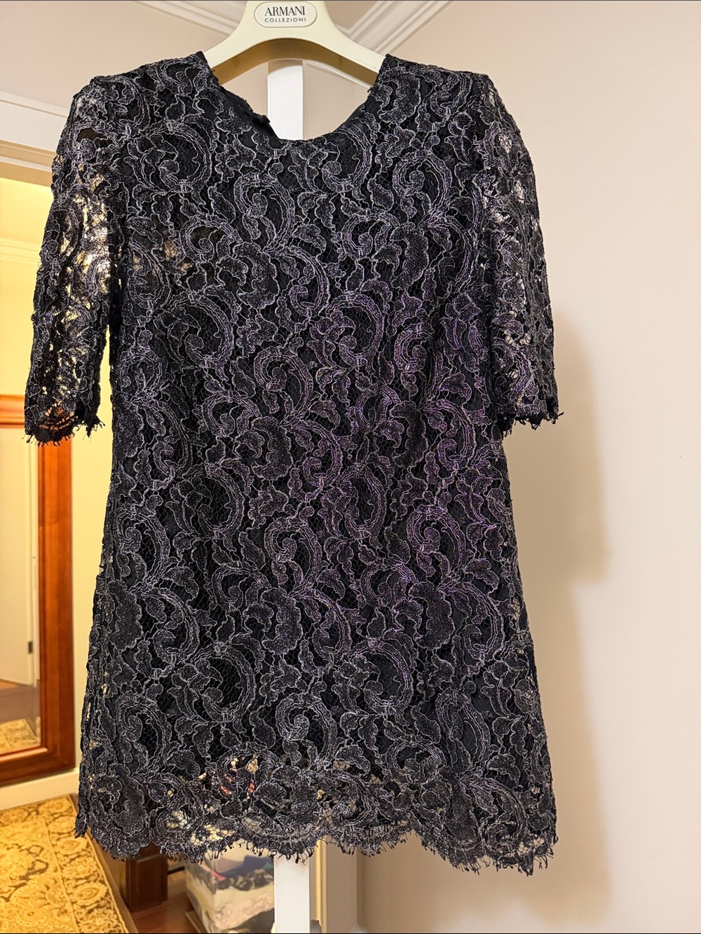 Adam Lippes Black Lace short sleeve top size 6